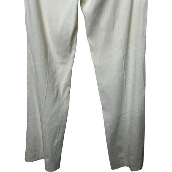 Theory White Linen Blend Straight Leg Pants Women's Size 2 Professional Timeless - Picture 7 of 11